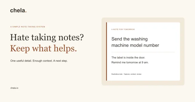 A useful repair-shop note with an action, context and reminder